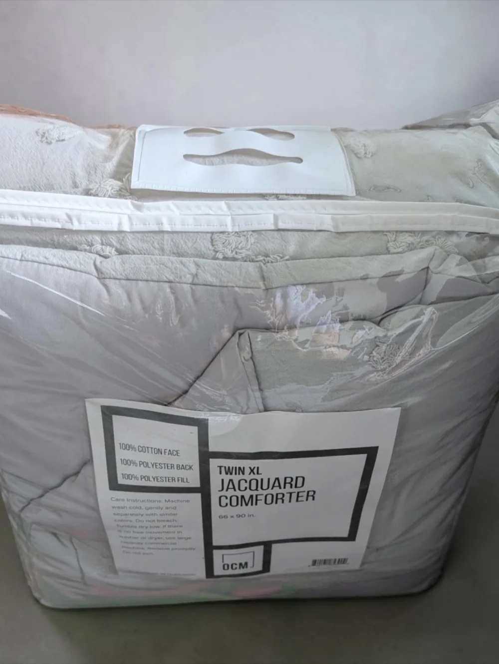OCM Twin XL Jacquard Comforter 66x90 Gray Dorm Bedding NEW Sealed